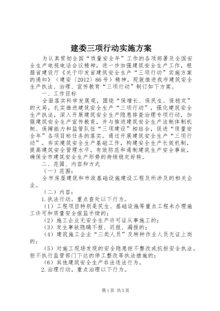 建委三项行动实施方案