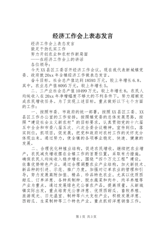 经济工作会上表态发言稿