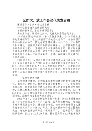 区扩大开放工作会议代表发言稿范文