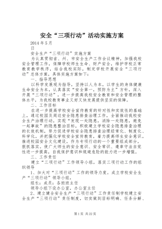 安全“三项行动”活动实施方案