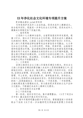 XX年净化社会文化环境专项提升方案