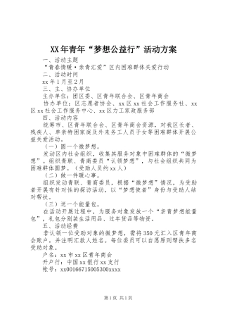 XX年青年“梦想公益行”活动方案