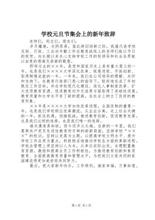 学校元旦节集会上的新年演讲致辞