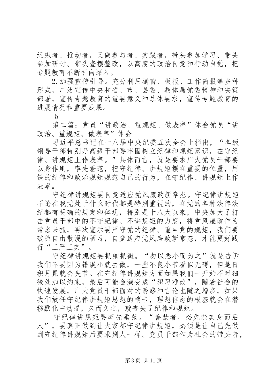 二实小党支部“讲政治、重规矩、做表率”实施方案_第3页