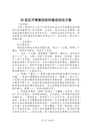 XX县区开展基层组织建设活动方案
