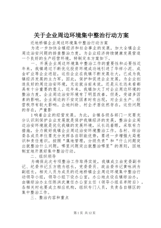 关于企业周边环境集中整治行动方案