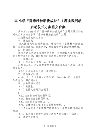 XX小学“雷锋精神助我成长”主题实践活动启动仪式方案范文合集
