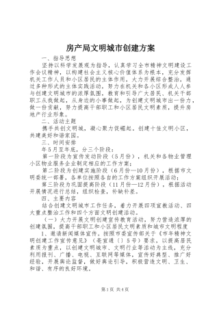 房产局文明城市创建方案