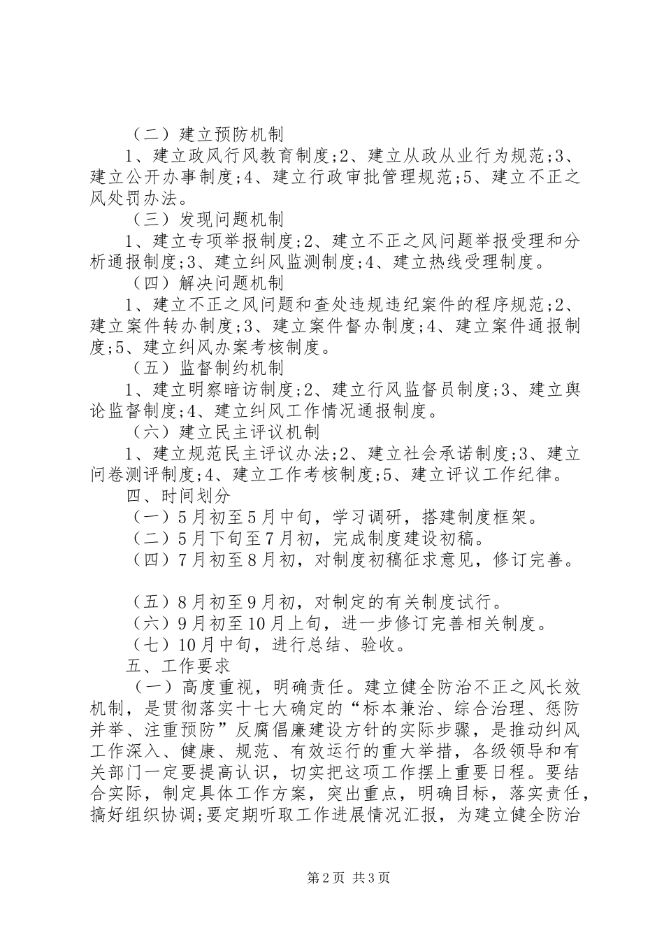 关于建立健全防治不正之风长效机制试点工作方案_第2页