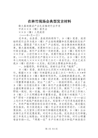 在林竹现场会典型发言材料提纲范文