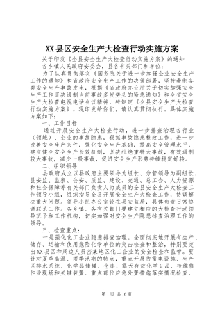 XX县区安全生产大检查行动实施方案