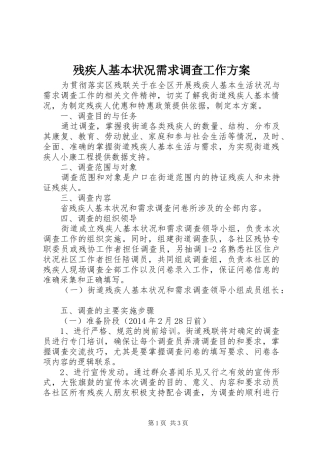 残疾人基本状况需求调查工作方案