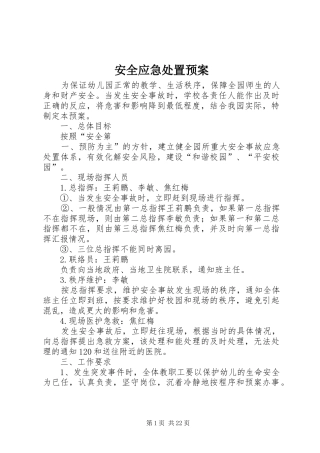 安全应急处置预案