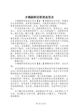 乡镇副职任职表态发言稿