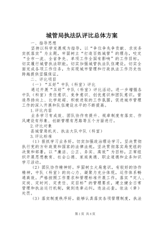 城管局执法队评比总体方案