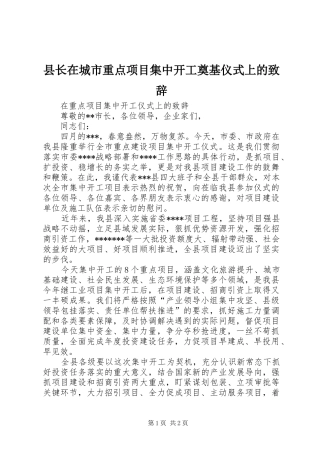 县长在城市重点项目集中开工奠基仪式上的致辞演讲(5)