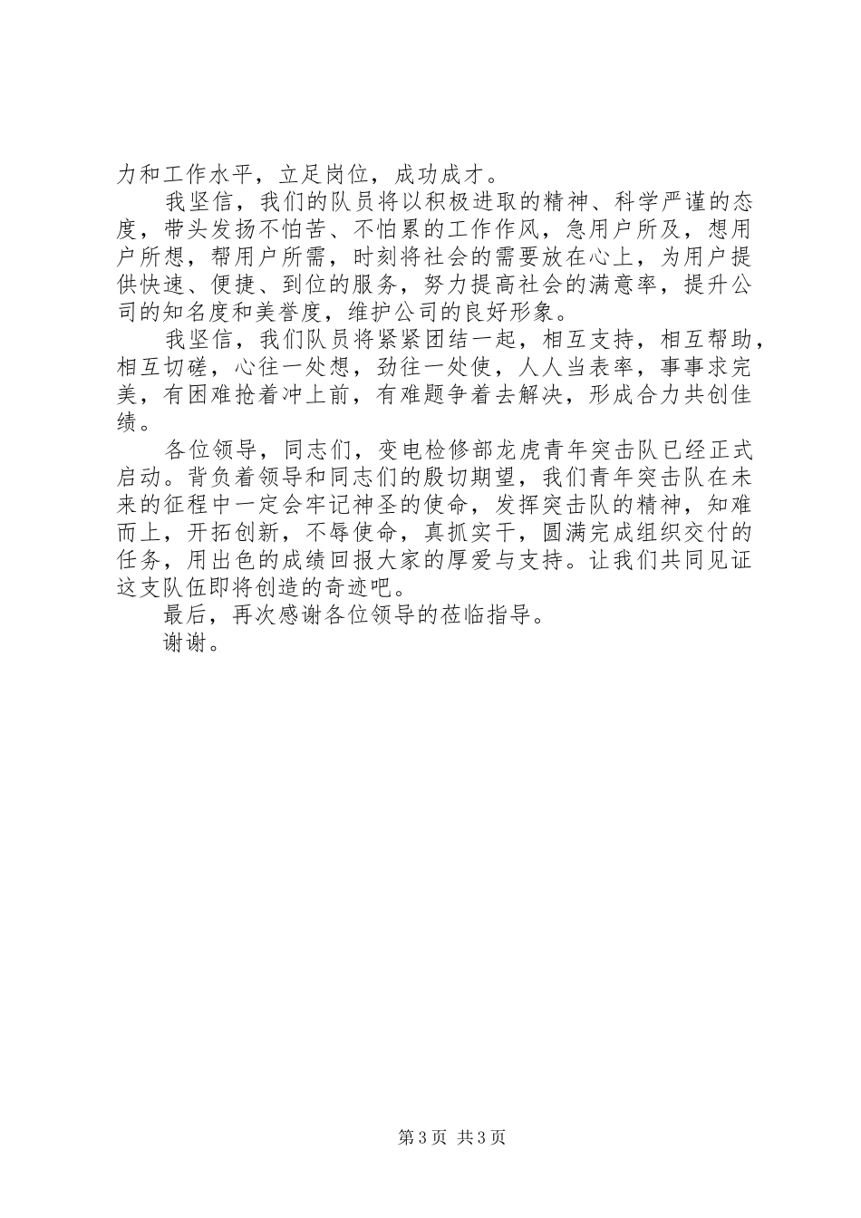 电网青年突击队启动仪式宣誓发言稿_第3页