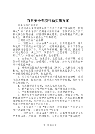 百日安全专项行动实施方案