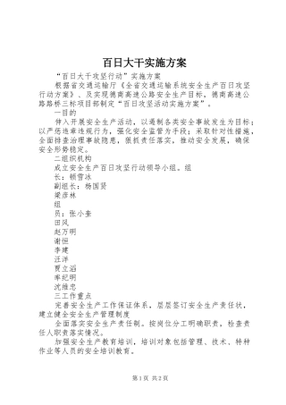 百日大干实施方案