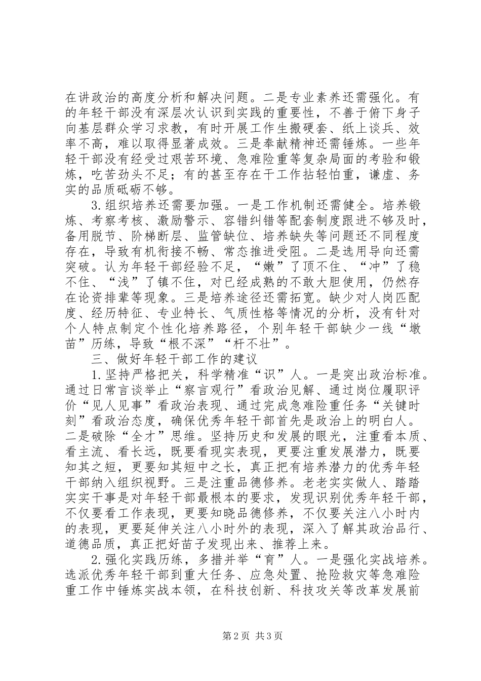 在加强年轻干部队伍建设座谈会上的发言稿_第2页