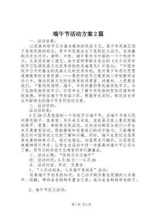 端午节活动方案2篇