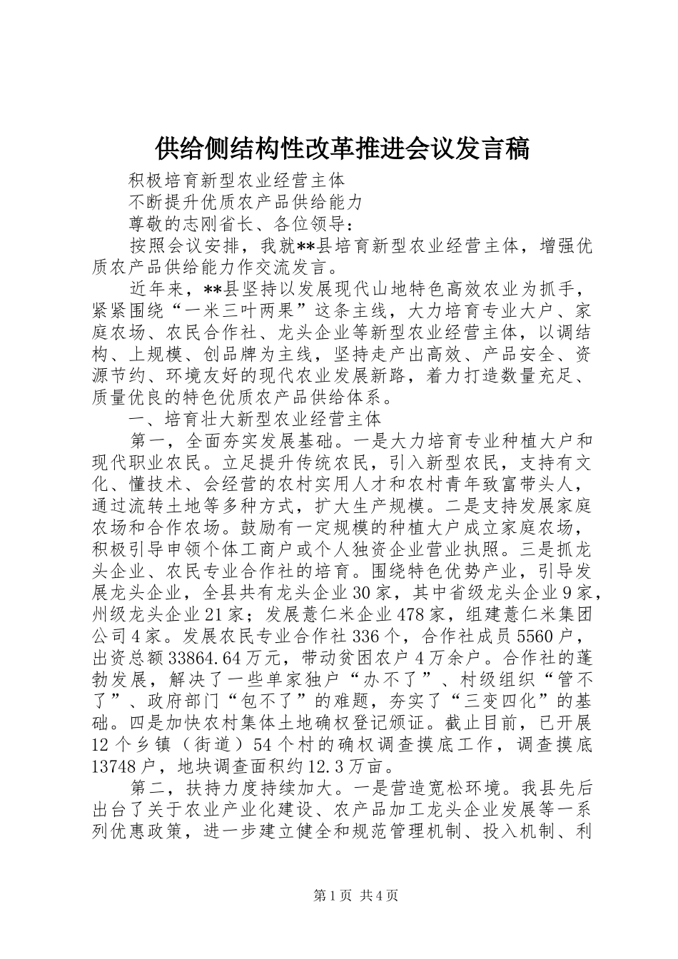供给侧结构性改革推进会议发言_第1页