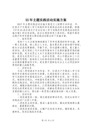 XX年主题实践活动实施方案