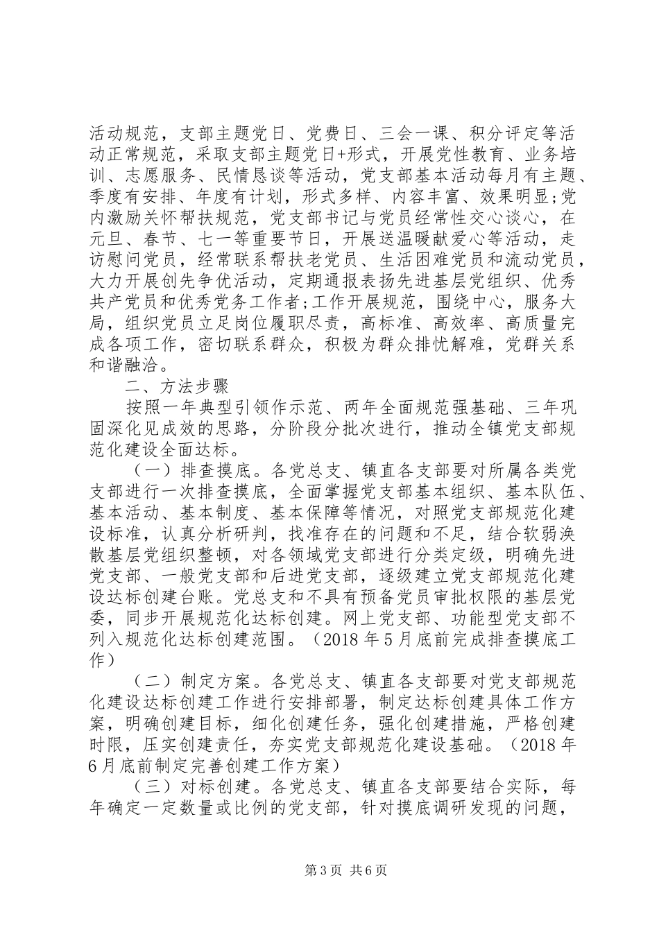 XX镇党支部规范化建设达标创建实施方案_第3页