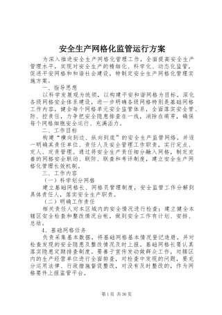 安全生产网格化监管运行方案