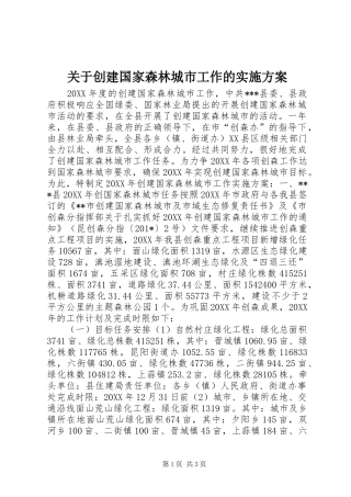 关于创建国家森林城市工作的实施方案