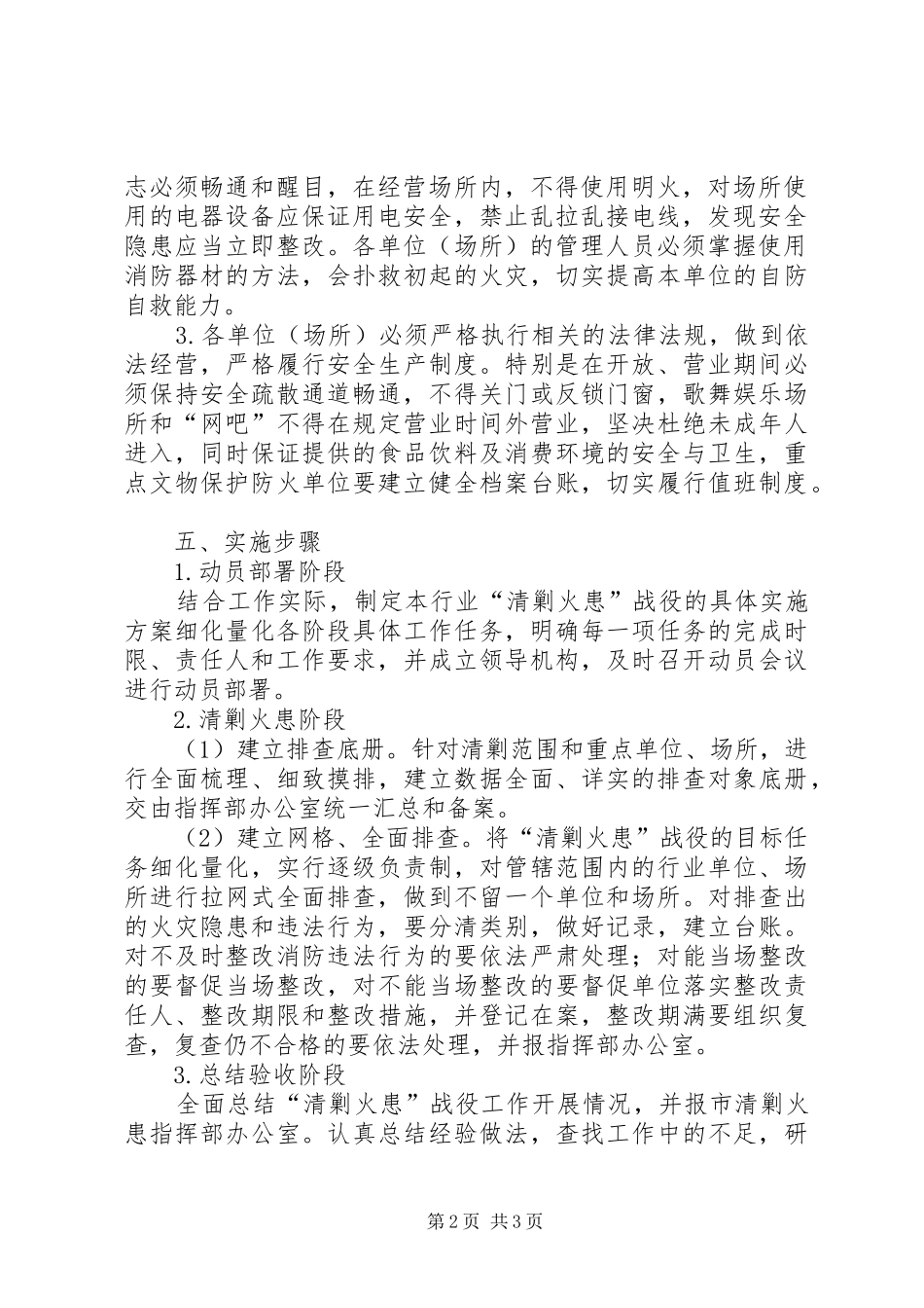 公共娱乐场所清剿火患工作方案_第2页