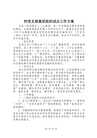 村党支部基层组织试点工作方案