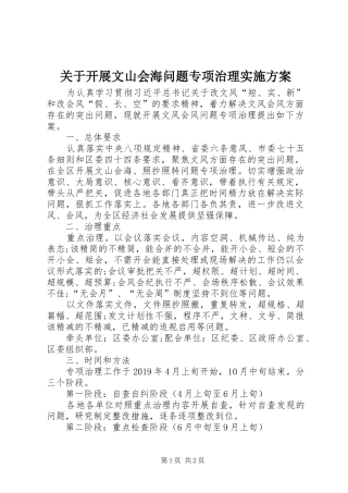 关于开展文山会海问题专项治理实施方案