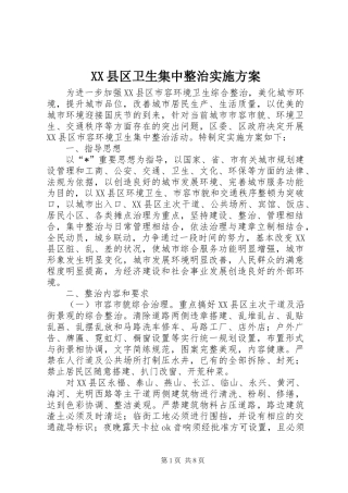 XX县区卫生集中整治实施方案