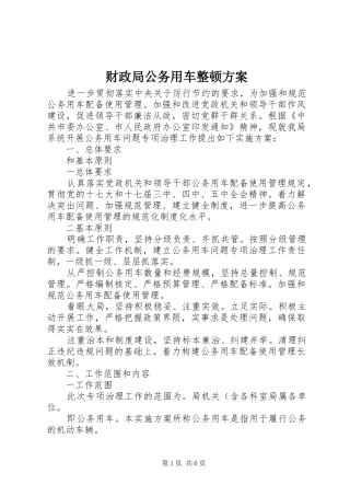 财政局公务用车整顿方案