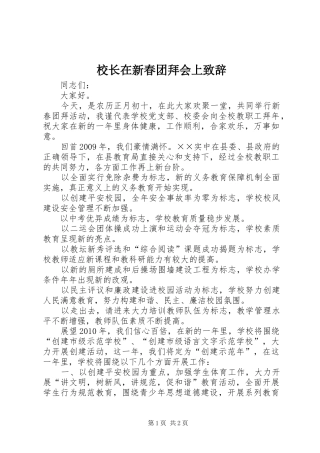 校长在新春团拜会上演讲致辞