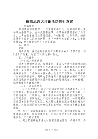 解放思想大讨论活动剖析方案