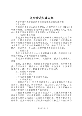 公开承诺实施方案