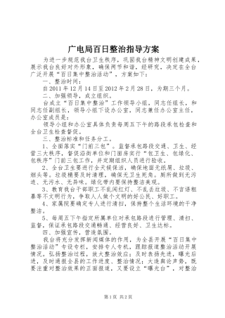 广电局百日整治指导方案
