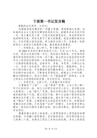 下派第一书记发言