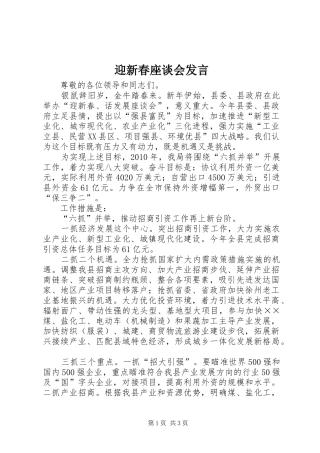 迎新春座谈会发言稿