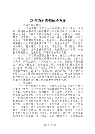 XX年农村面貌改造方案