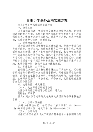 白王小学课外活动实施方案