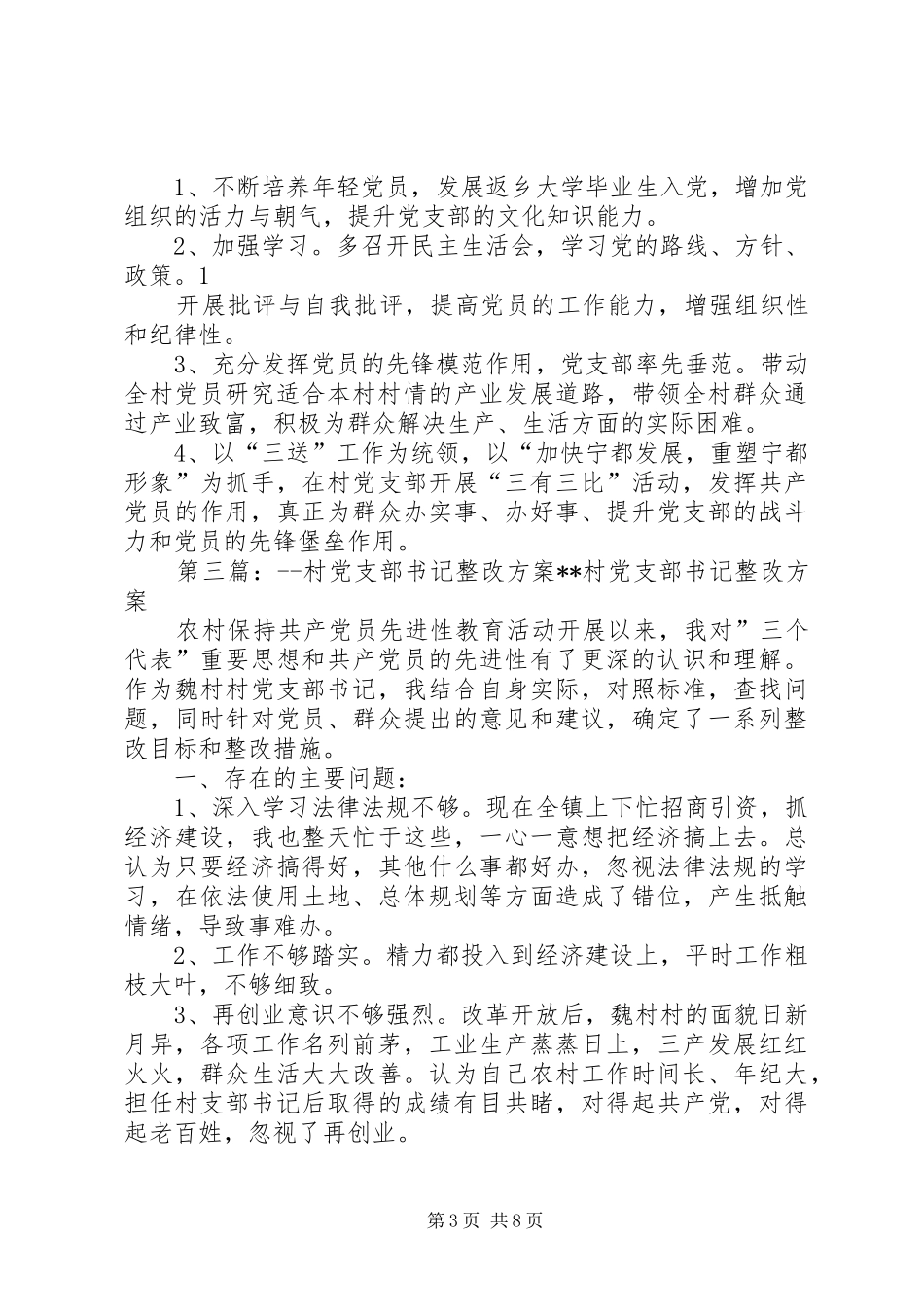 大羊街村党支部整改方案_第3页