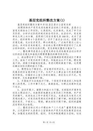 基层党组织整改方案(1)