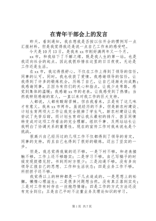 在青年干部会上的发言稿