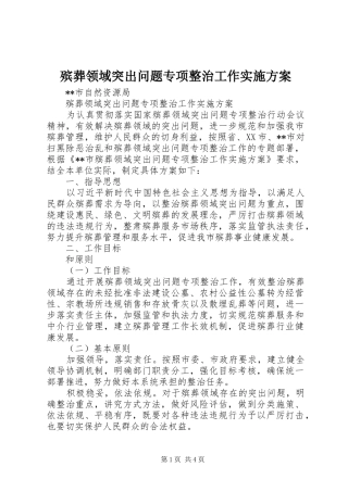 殡葬领域突出问题专项整治工作实施方案