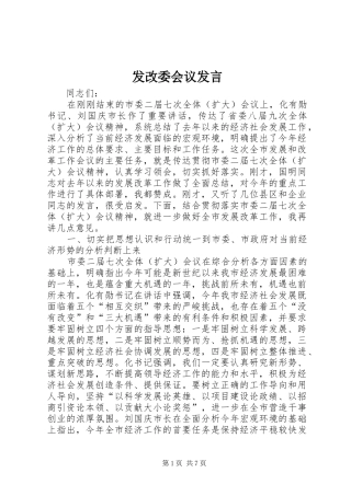 发改委会议发言稿