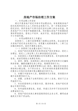 房地产市场治理工作方案
