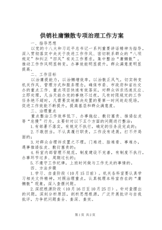 供销社庸懒散专项治理工作方案
